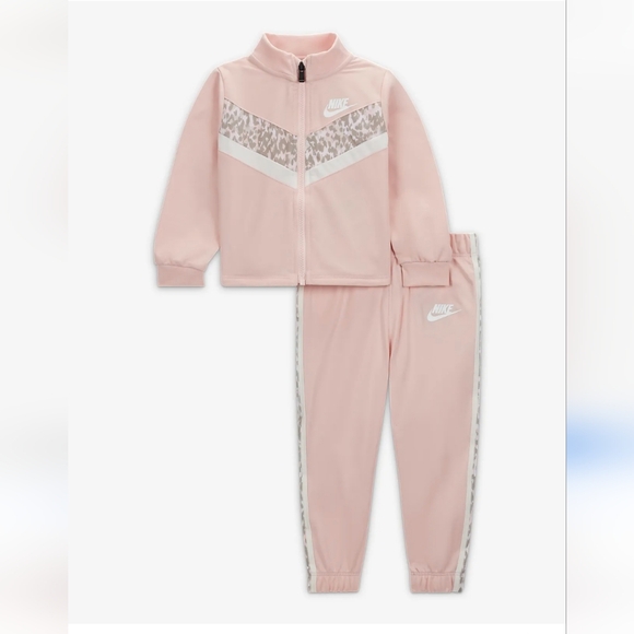 Nike Little Girl's Jogging FZ Set Tracksuit Echo Pink Leopard Print Size 4T - Picture 4 of 4